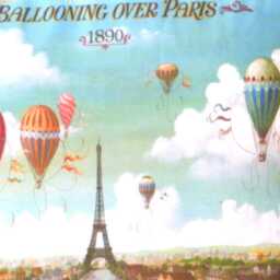 Paris Pillows. Ballooning Over Vintage 1890 Poster Pillow Cover - thumbnail 2
