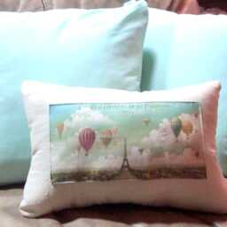 Paris Pillows. Ballooning Over Vintage 1890 Poster Pillow Cover - thumbnail 3