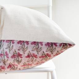 "Block Print Pillow Cover Floral Batik, Natural Dyed - 20"" X 20" - thumbnail 3