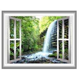 Waterfall 3D Wall Decal Window Frame Beautiful Scene Peel & Stick Easy To Apply Home D??cor Mural Nw28 - thumbnail 2