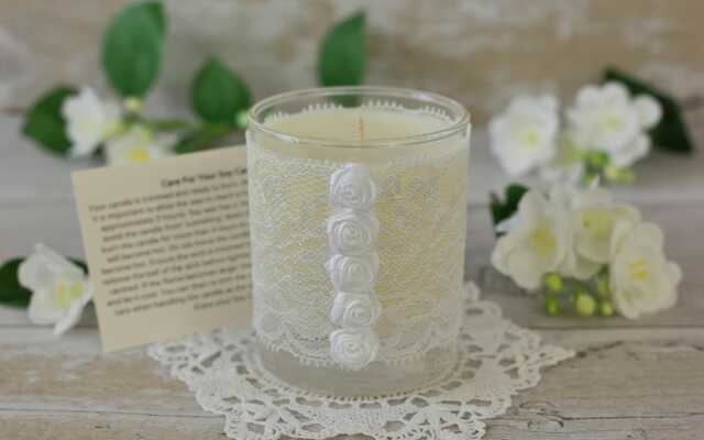 Handmade Soy Wax Candle White Lace 13Th Wedding Anniversary Gift - image 1
