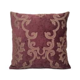 Tyrian Burgundy Purple Tan Throw Pillow Cover, Decorative Cushion Covers, Accent Velour Satin Blend Embossed Designer Farmhouse Cover