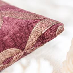 Tyrian Burgundy Purple Tan Throw Pillow Cover, Decorative Cushion Covers, Accent Velour Satin Blend Embossed Designer Farmhouse Cover - thumbnail 4