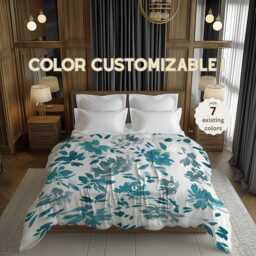 Dusty Blue Gray Floral Comforter With Soft Watercolor Blooms For Shabby Chic Cottagecore Bedrooms #295
