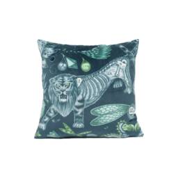 Enchanting Bold Maximalist Fantasy Extinct Animal Velvet Cushion Cover - Handmade Throw Pillow Designer Home D??cor - thumbnail 2