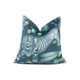 Enchanting Bold Maximalist Fantasy Extinct Animal Velvet Cushion Cover - Handmade Throw Pillow Designer Home D??cor - thumbnail 1