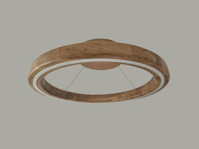Handcrafted Oak Wood Led Ceiling Light - Round Wooden Chandelier - image 1