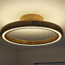 Handcrafted Oak Wood Led Ceiling Light - Round Wooden Chandelier - thumbnail 3