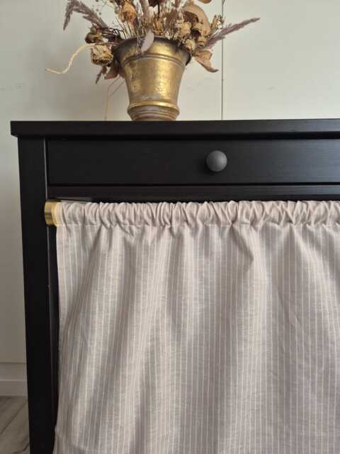 Striped Rod Pocket Curtain, Natural French Style Valances, Tartan Plaid Chack Drapes Light Filtering Drapery Cabinet Skirt - image 1