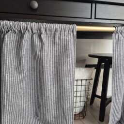 Striped Rod Pocket Curtain, Natural French Style Valances, Tartan Plaid Chack Drapes Light Filtering Drapery Cabinet Skirt - thumbnail 4