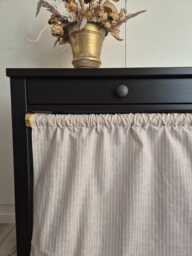 Striped Rod Pocket Curtain, Natural French Style Valances, Tartan Plaid Chack Drapes Light Filtering Drapery Cabinet Skirt