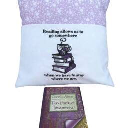 Purple Floral Book Cushion Embroidered Reading Pillow - thumbnail 2