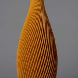 Floor Vase Flora - Ochre Yellow 3D Printed Spiral With Striped Design For Pampas Grass Made From Recycled Bioplastic 50/60 cm - thumbnail 3