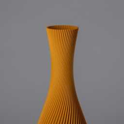 Floor Vase Flora - Ochre Yellow 3D Printed Spiral With Striped Design For Pampas Grass Made From Recycled Bioplastic 50/60 cm - thumbnail 2
