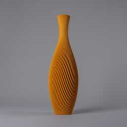 Floor Vase Flora - Ochre Yellow 3D Printed Spiral With Striped Design For Pampas Grass Made From Recycled Bioplastic 50/60 cm - thumbnail 1