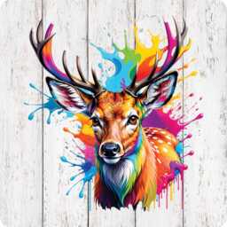 Colourful Stag Wood Effect Square Mdf Wall Art Various Sizes Available Scotland - Uv Printed - thumbnail 4