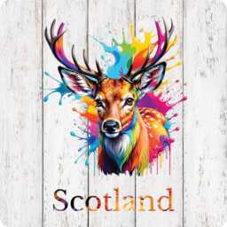 Colourful Stag Wood Effect Square Mdf Wall Art Various Sizes Available Scotland - Uv Printed - thumbnail 3