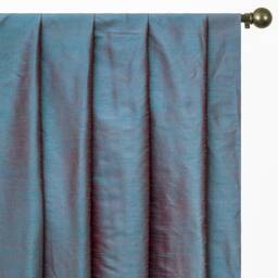 Blue & Red Art Silk Curtain Panels, Faux Curtains - Rod Pocket, Grommet, Box Pleat, Three Pinch Tab Top Plain Ring Top - thumbnail 1