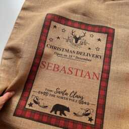Personalised Tartan Burlap Christmas Sack, Jute Santa Gift Bag - thumbnail 3