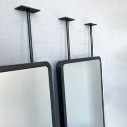 Set Of 2 Modern Countertop To Ceiling Quadris??? Mirror With Blackened Stainless Steel Frame - thumbnail 3