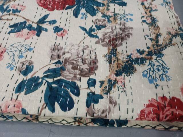 Indian Kantha Quilt, Bedspread, Kantha Blanket, Perfect Bed Matching Bedcover, Home Decor Quilt, Queen Size Quilt, Throws, Gift For Him - image 1