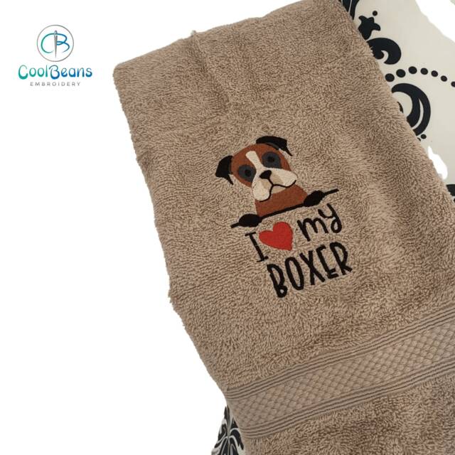 Boxer Dog Towel - Personalised Face Cloth/Hand Bath Embroidered - image 1