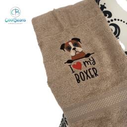 Boxer Dog Towel - Personalised Face Cloth/Hand Bath Embroidered