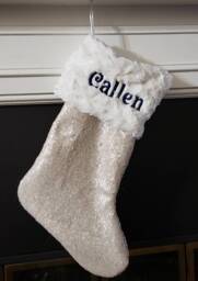 Christmas Sale Free Monogramming Matte Champagne Sequin Christmas Stocking/Customizable/With Personalization/Free Shipping