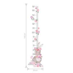 Wall Decor Height Chart Rabbit Pink, Growth Chart For Kids, Nursery Wall Art, Childrens Animal Wallpaper - thumbnail 2