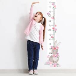 Wall Decor Height Chart Rabbit Pink, Growth Chart For Kids, Nursery Wall Art, Childrens Animal Wallpaper