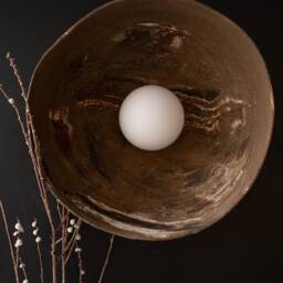 Brown Ceramic Wall Sconce Large Modern Wabi Sabi Lamp - thumbnail 3