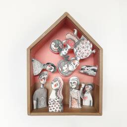 Custom Family Portrait Paper Art Sculpture, Indian Ink Illustration - thumbnail 2