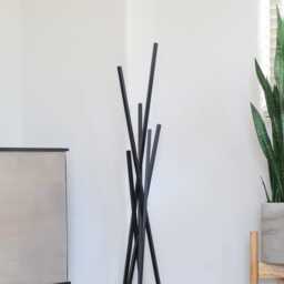 Tall Skinny Black Standing Modern Metal Sculpture Abstract Accent Decor Piece For Living Room, Office, Indoor Outdoor - thumbnail 2