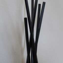 Tall Skinny Black Standing Modern Metal Sculpture Abstract Accent Decor Piece For Living Room, Office, Indoor Outdoor - thumbnail 4