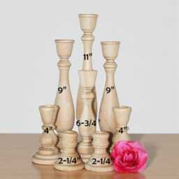 Set Of Wood Candlesticks Paired Natural Rustic Wedding Table Farmhouse Candle Decorations 8 Holders - thumbnail 2