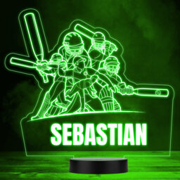 Cricket Players Bats Helmets Kit Sports Fan Personalised Led Colour Night Light - thumbnail 1
