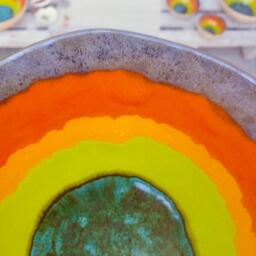Colorful Abstract Ceramic Wall Plate - Large Handmade Pottery Decor, Autumn Collection - thumbnail 1
