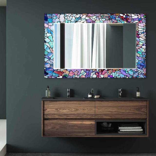 Mirror Wall Decor, For Bathroom, Entryway Hallway Mirror, Luxury Home Living Room Decorative On Tempered Glass - image 1