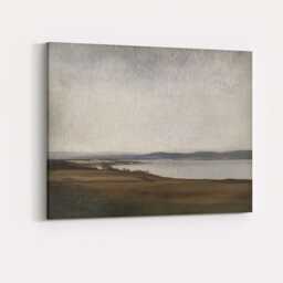 Minimalist Lakeside Panorama Neutral Toned Landscape Canvas Wall Art Print Decor Picture Ready To Hang - thumbnail 4