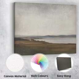 Minimalist Lakeside Panorama Neutral Toned Landscape Canvas Wall Art Print Decor Picture Ready To Hang - thumbnail 2