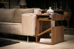 Walnut Zig Zag Sofa Side Table Modern Solid Wood End Table - thumbnail 1