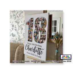 Happy Birthday Personalised Custom Any Age Number Photo Picture 18Th 21st 40Th 80Th Party Display Board Collage Framed Canvas Print - thumbnail 1