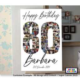 Happy Birthday Personalised Custom Any Age Number Photo Picture 18Th 21st 40Th 80Th Party Display Board Collage Framed Canvas Print - thumbnail 4