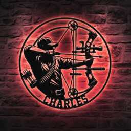Custom Archery Metal Wall Art With Led Lights, Personalized Girl Archer Name Sign For Home Decor - thumbnail 1