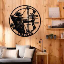 Custom Archery Metal Wall Art With Led Lights, Personalized Girl Archer Name Sign For Home Decor - thumbnail 3