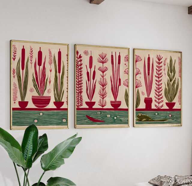 Botanical Posters Set Of 3, Modern Nature Art Prints Wall Decor - image 1