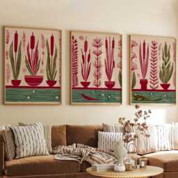 Botanical Posters Set Of 3, Modern Nature Art Prints Wall Decor - thumbnail 3