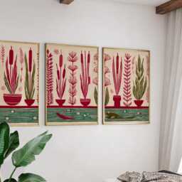 Botanical Posters Set Of 3, Modern Nature Art Prints Wall Decor - thumbnail 2