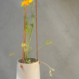 Handmade White Hanging Planter With Leather Straps, Minimalist Pottery Pot, Ceramic Succulent Planter, Indoor - thumbnail 2