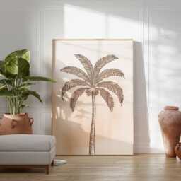 Palm Tree Poster Tropical Wall Art Minimalist Line Drawing Botanical Print Beach Decor Modern Coastal Artwork Leaf Illustration - thumbnail 3